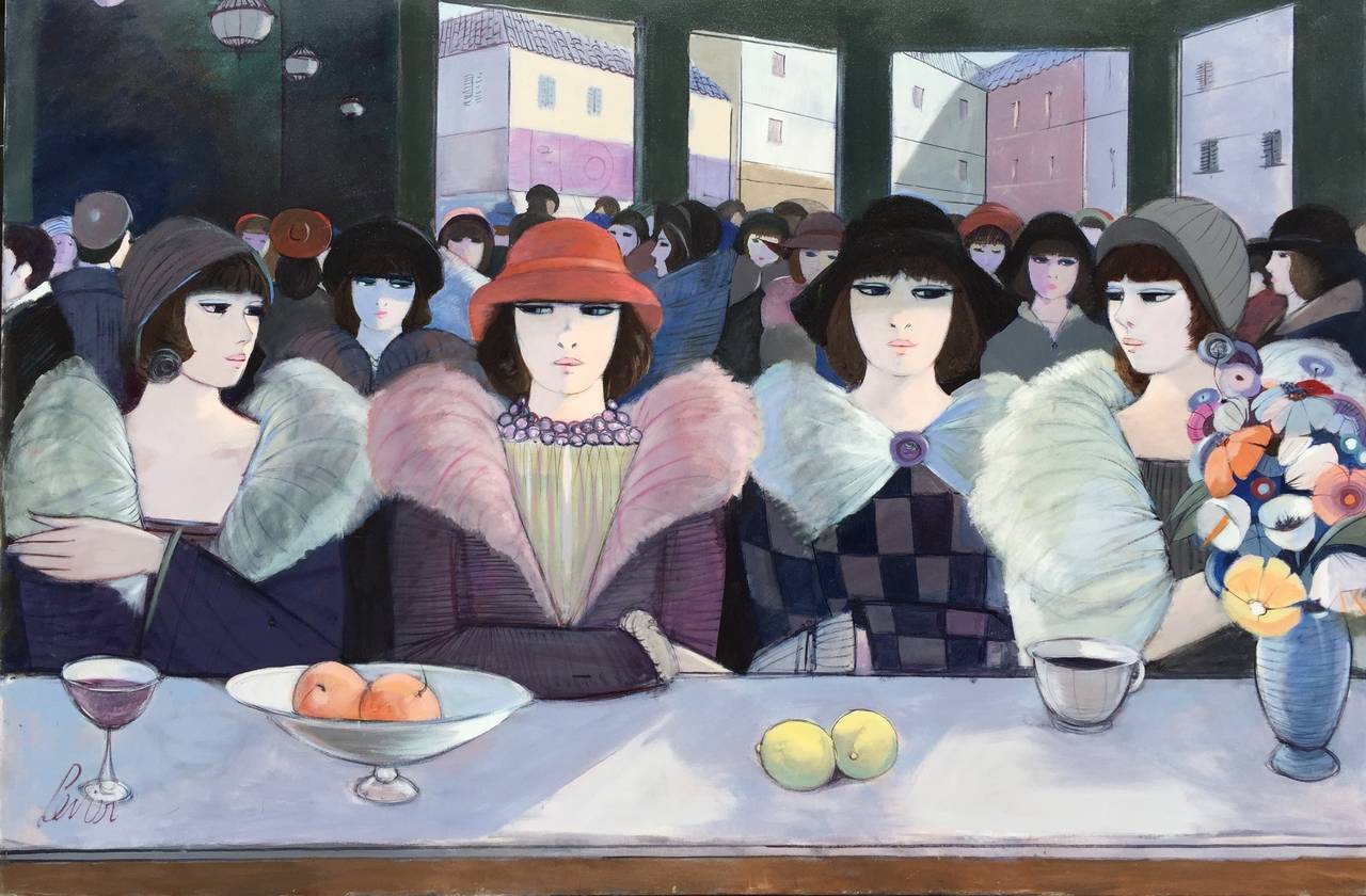 Charles Levier Figurative Painting - "Le Bar"