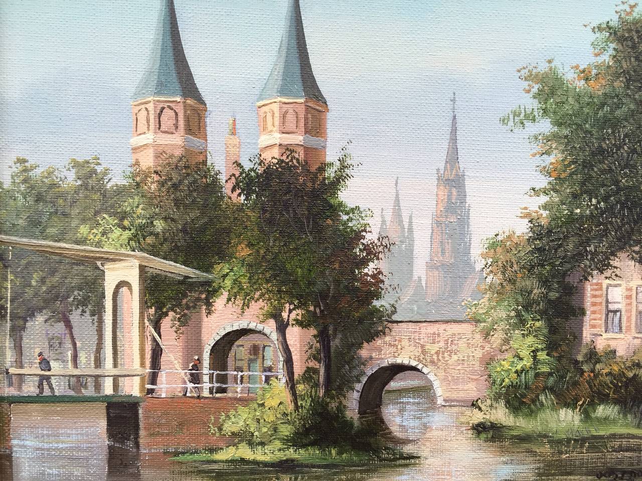 Jacobus Lambertus Dispo Sr. Landscape Painting - "City of Delft"