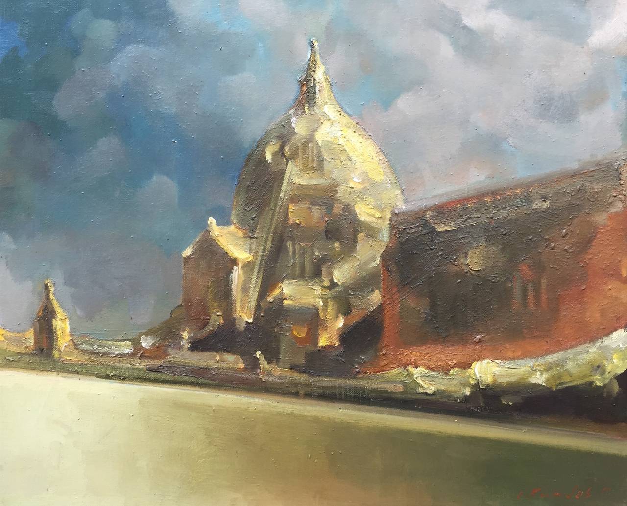 Landscape Painting de Leo Kondas - "Paisaje #9 Laguna veneciana"