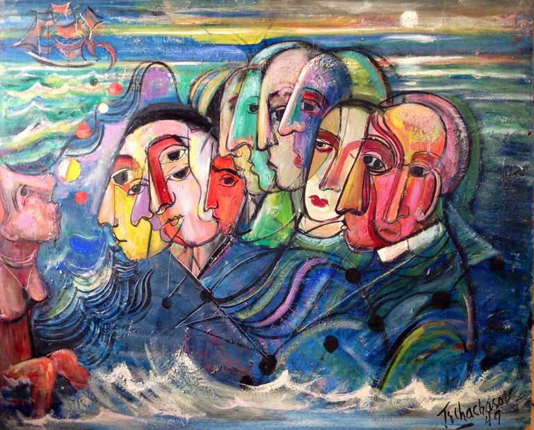 Nahum Tschacbasov Abstract Painting - Ship Of Fools