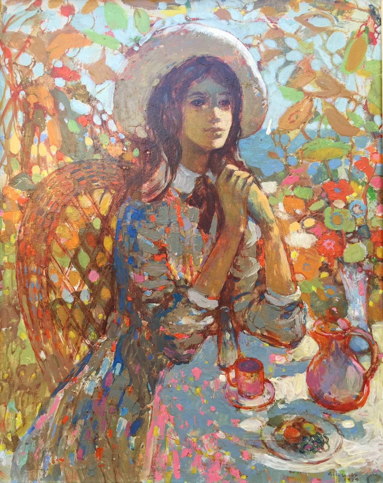 Germano Russo Figurative Painting - "Afternoon Tea"