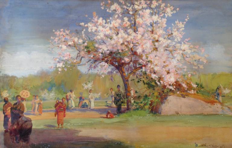 Landscape Art Albert Herter - « Blossoms de cerisier »