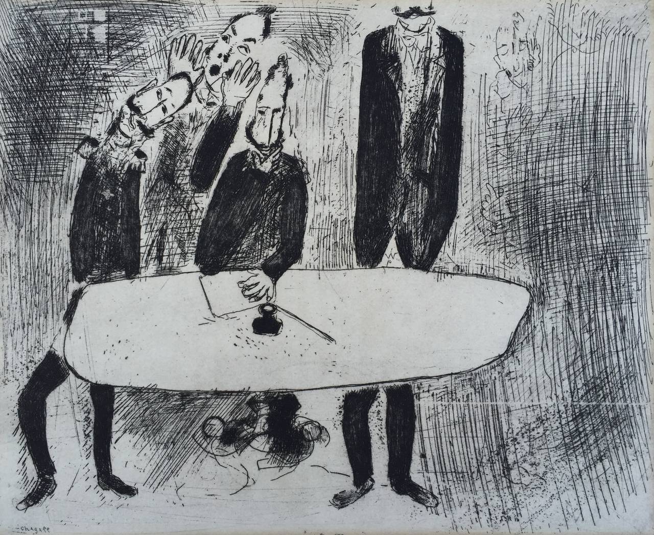 Marc Chagall Figurative Print - "Dead Souls"