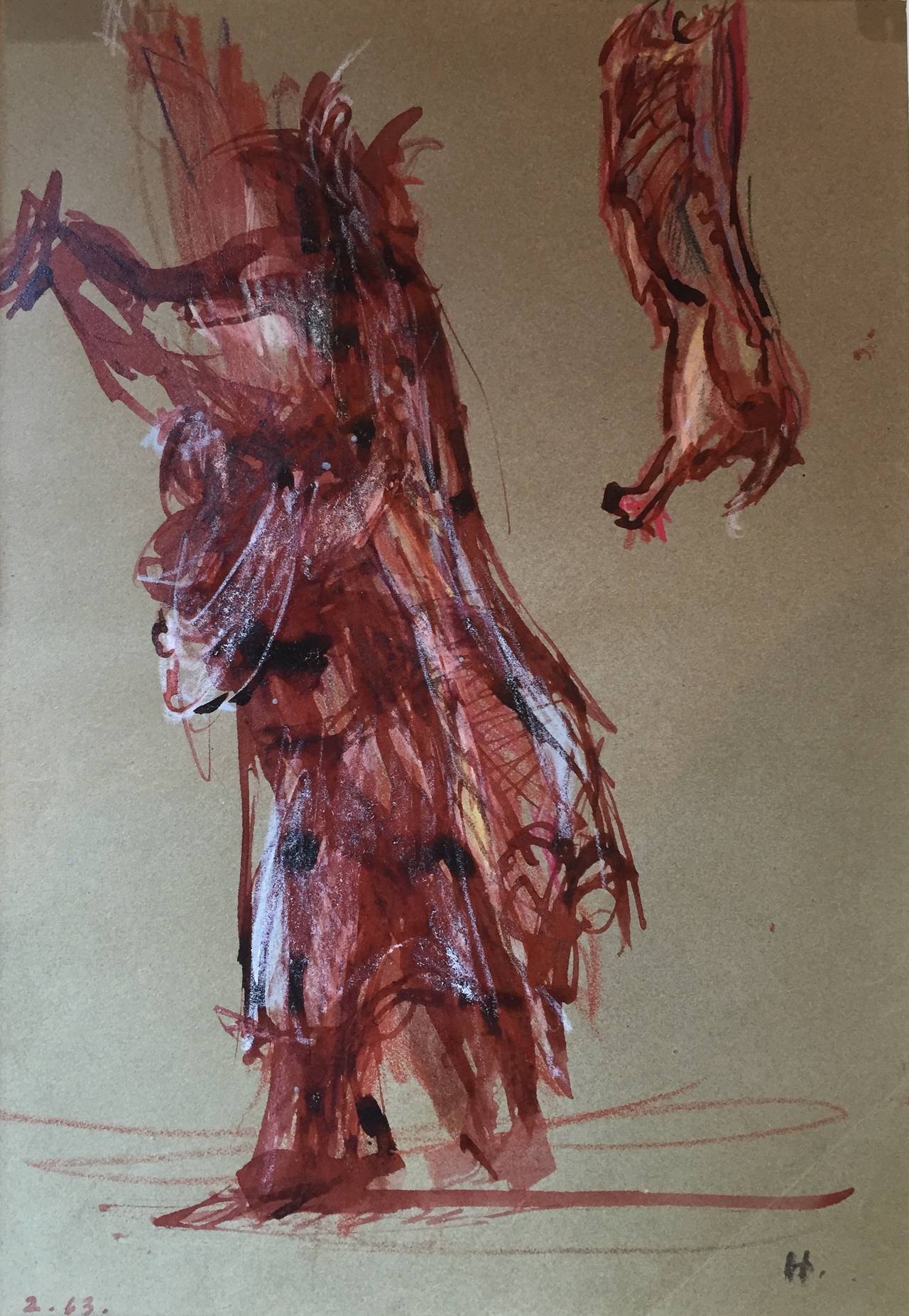 Jean Helion Figurative Art - "Figure Study in Red"