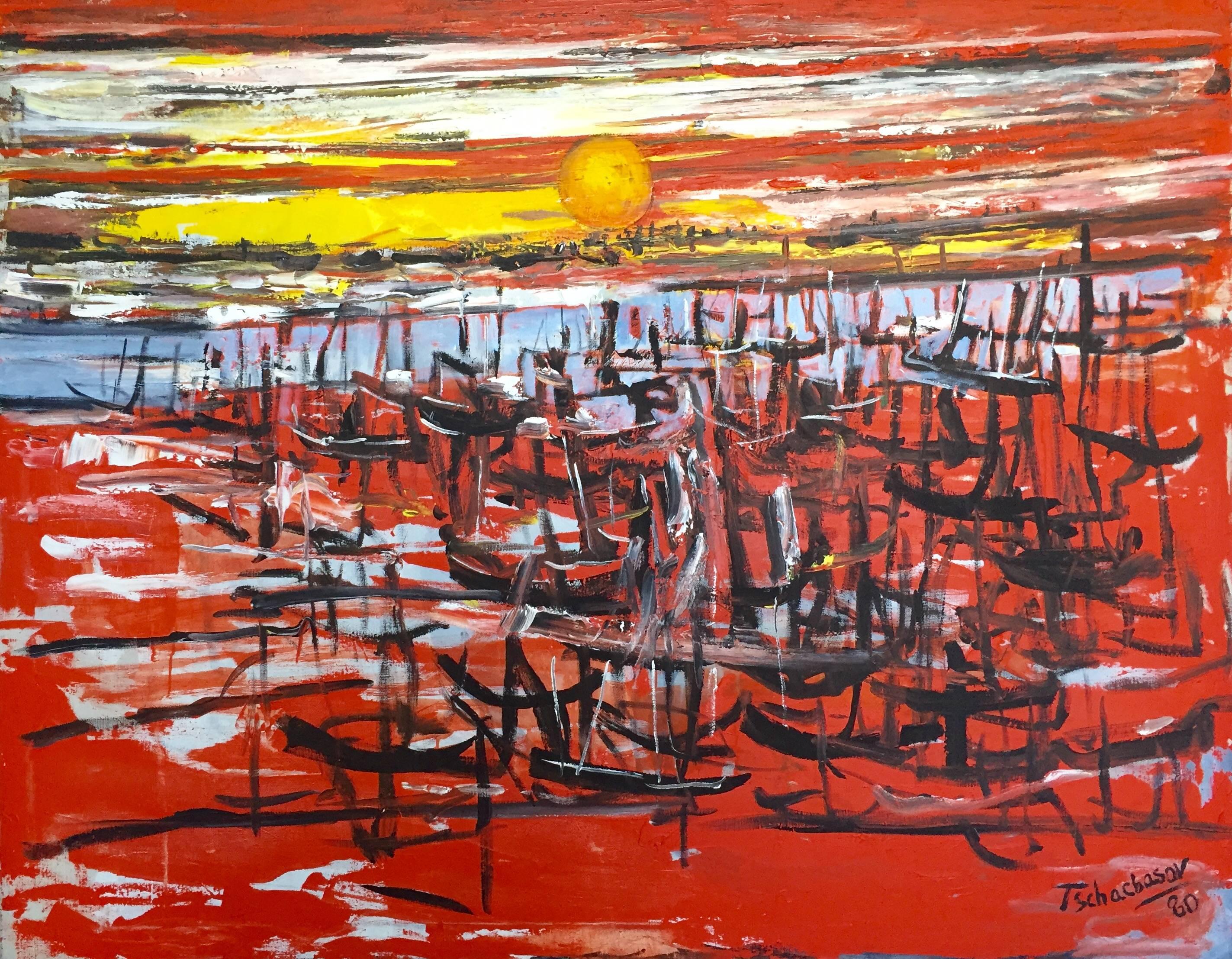Nahum Tschacbasov Landscape Painting - "East Hampton Sunset"