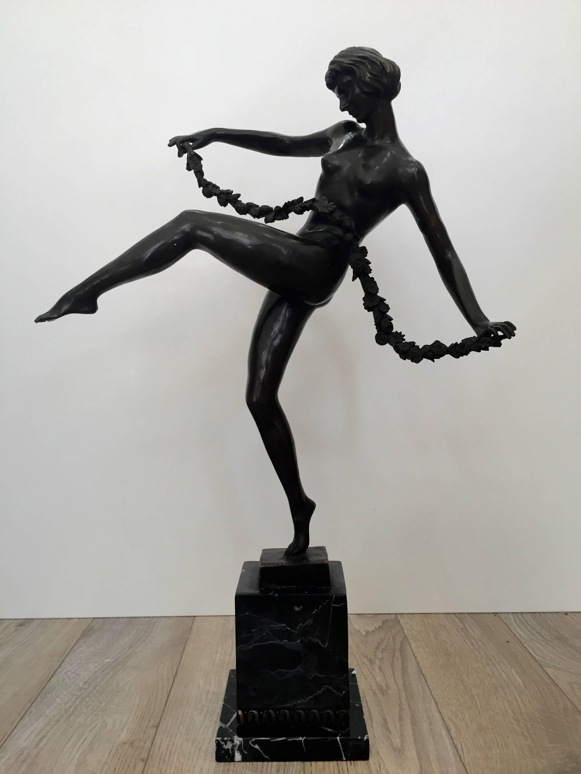 Pierre Le Faguays Nude Sculpture - "Deco Dancer"