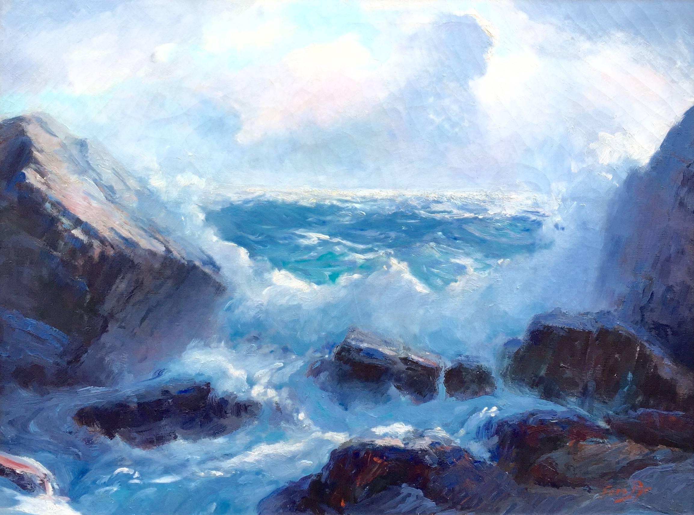 Fred Pye Landscape Painting - "Surf and Spray"