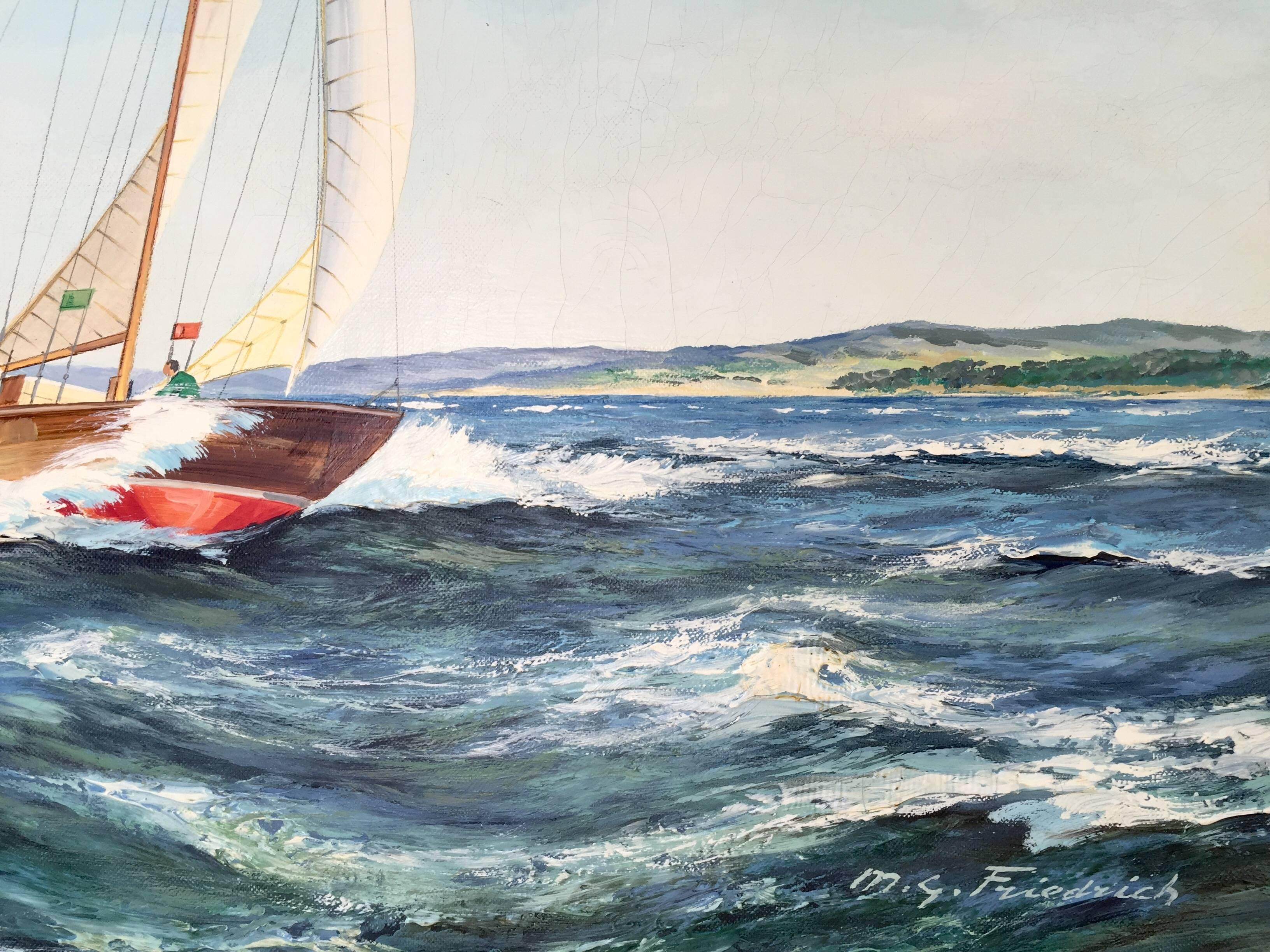 „Sailing““ (Grau), Landscape Painting, von M.G. Friedrich