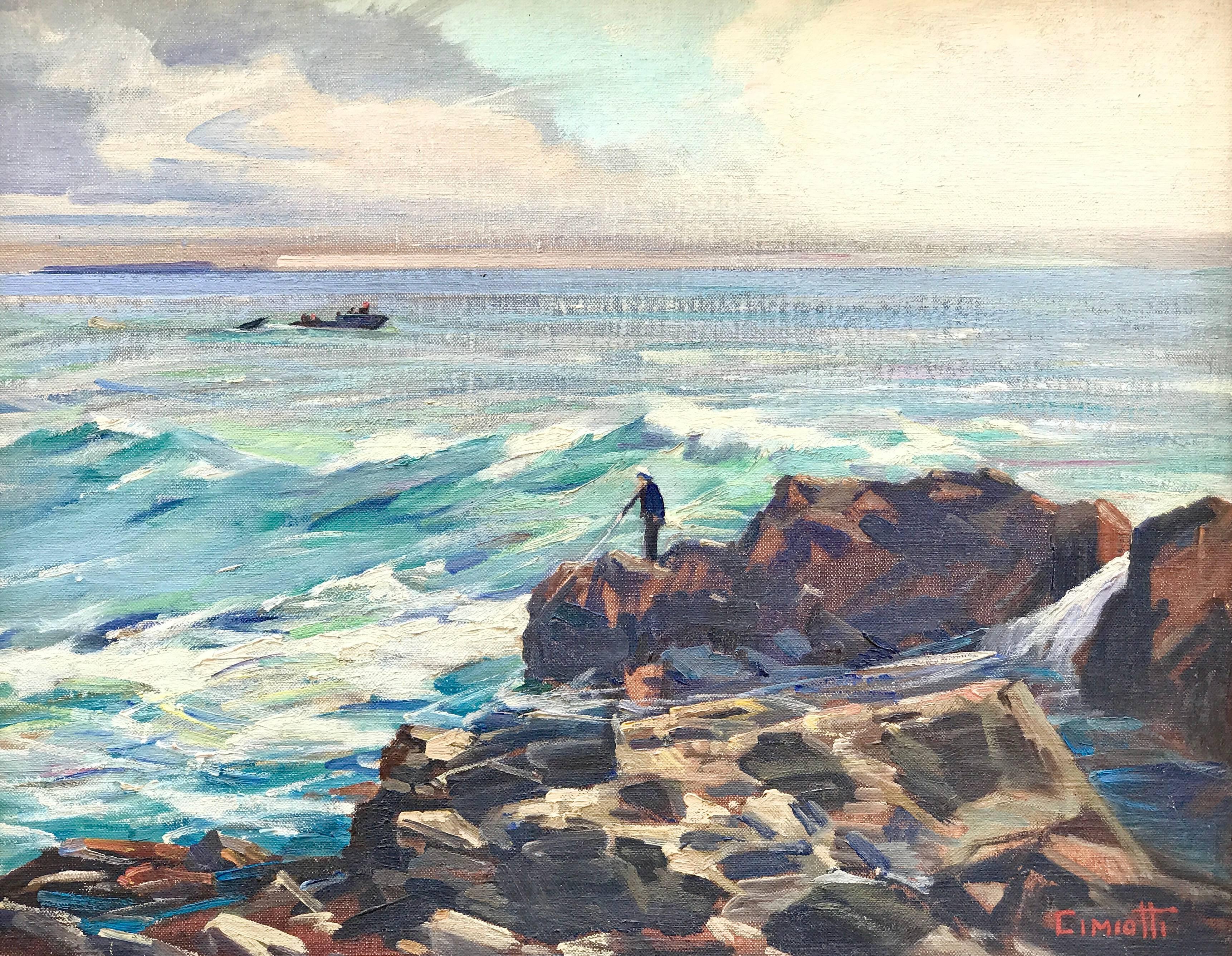 Gustave Cimiotti Jr. Landscape Painting - "The Fisherman, Maine"