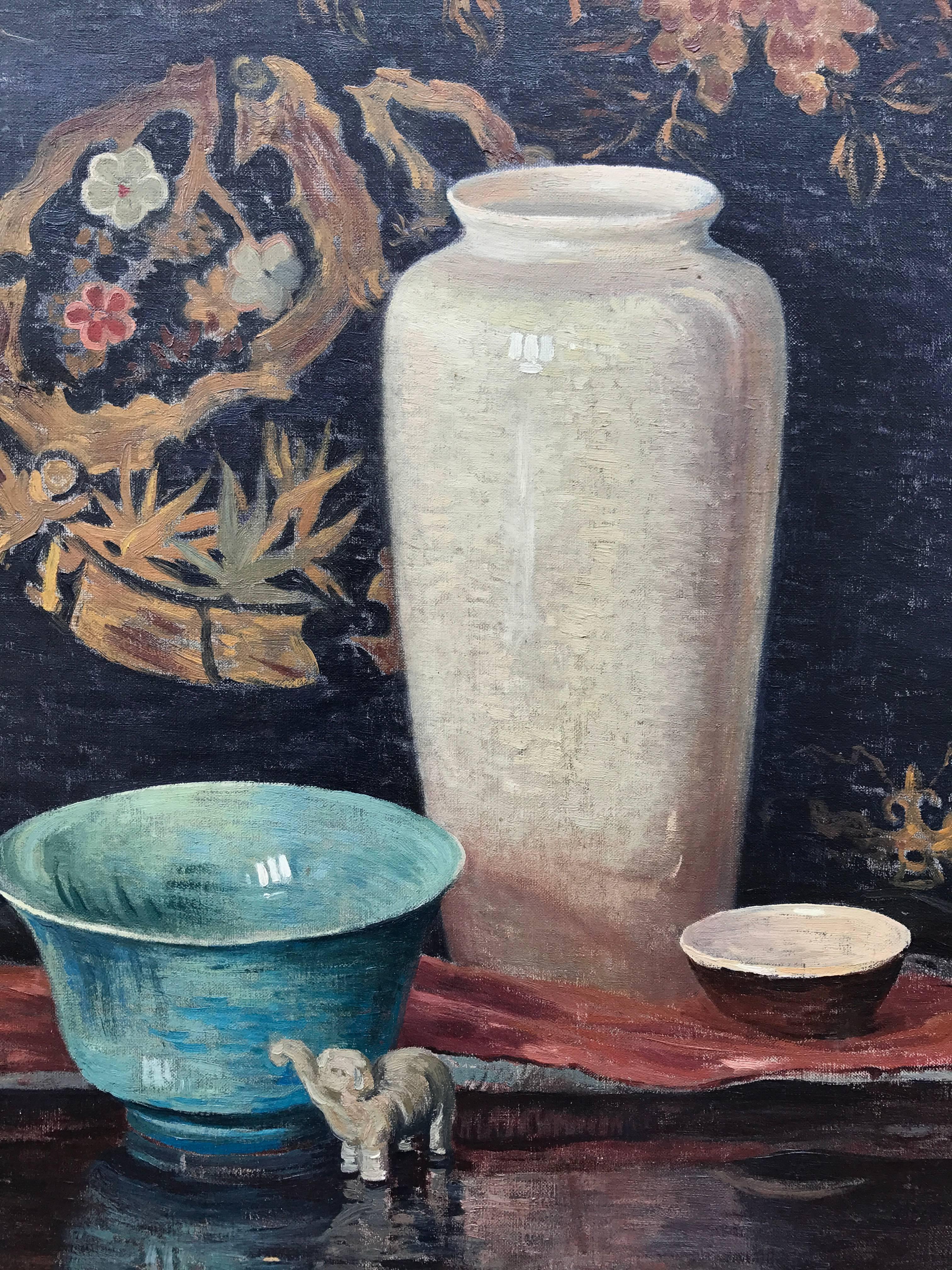 « Vase blanc » - Académique Painting par Margaret Fulton Spencer