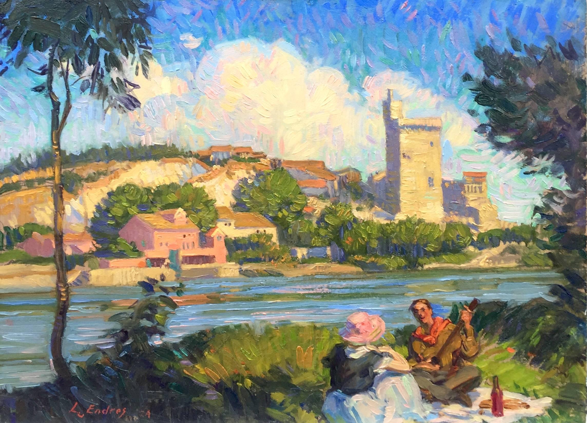 Louis Endres Landscape Painting - "Villeneuve-les-Avignon"