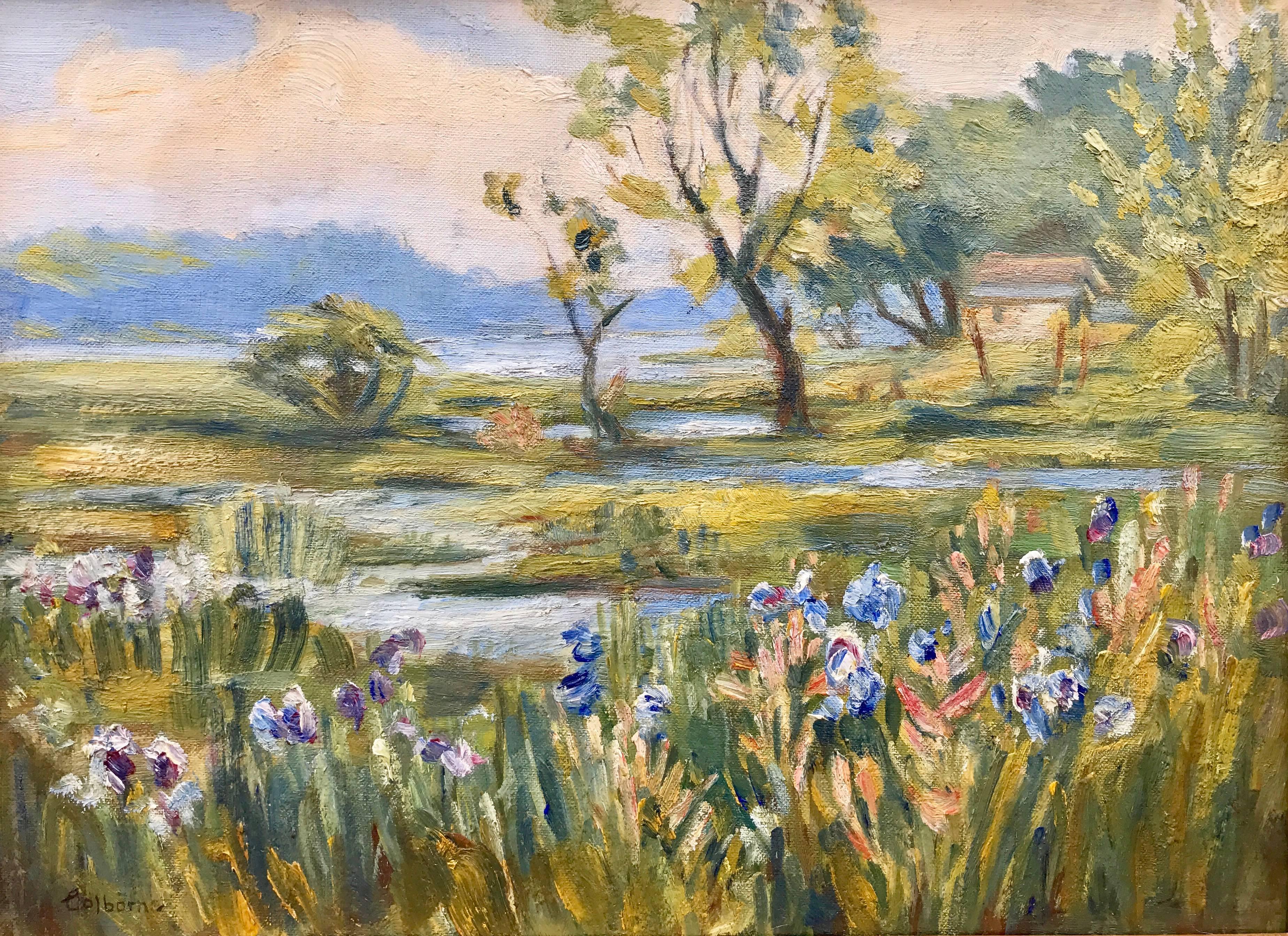 Belle Evelyn Colborne Hamilton Landscape Painting - "Irises"