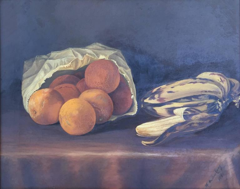 Martha A. Brockway Still-Life Painting - "Still life with Oranges and Bananas"