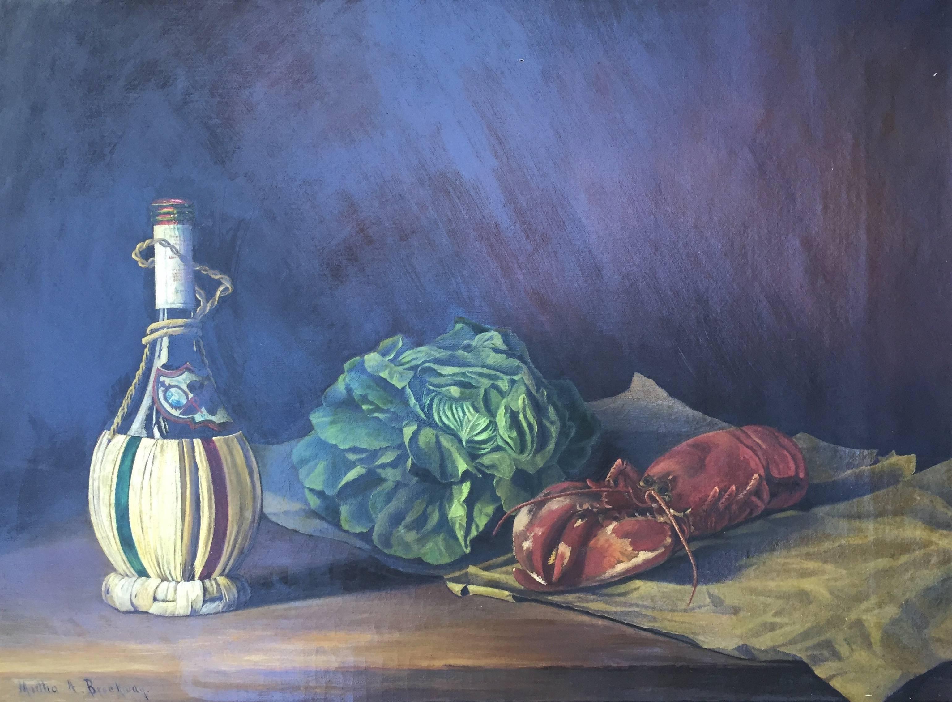 Still-Life Painting de Martha A. Brockway - "La vida inmóvil con Langosta"