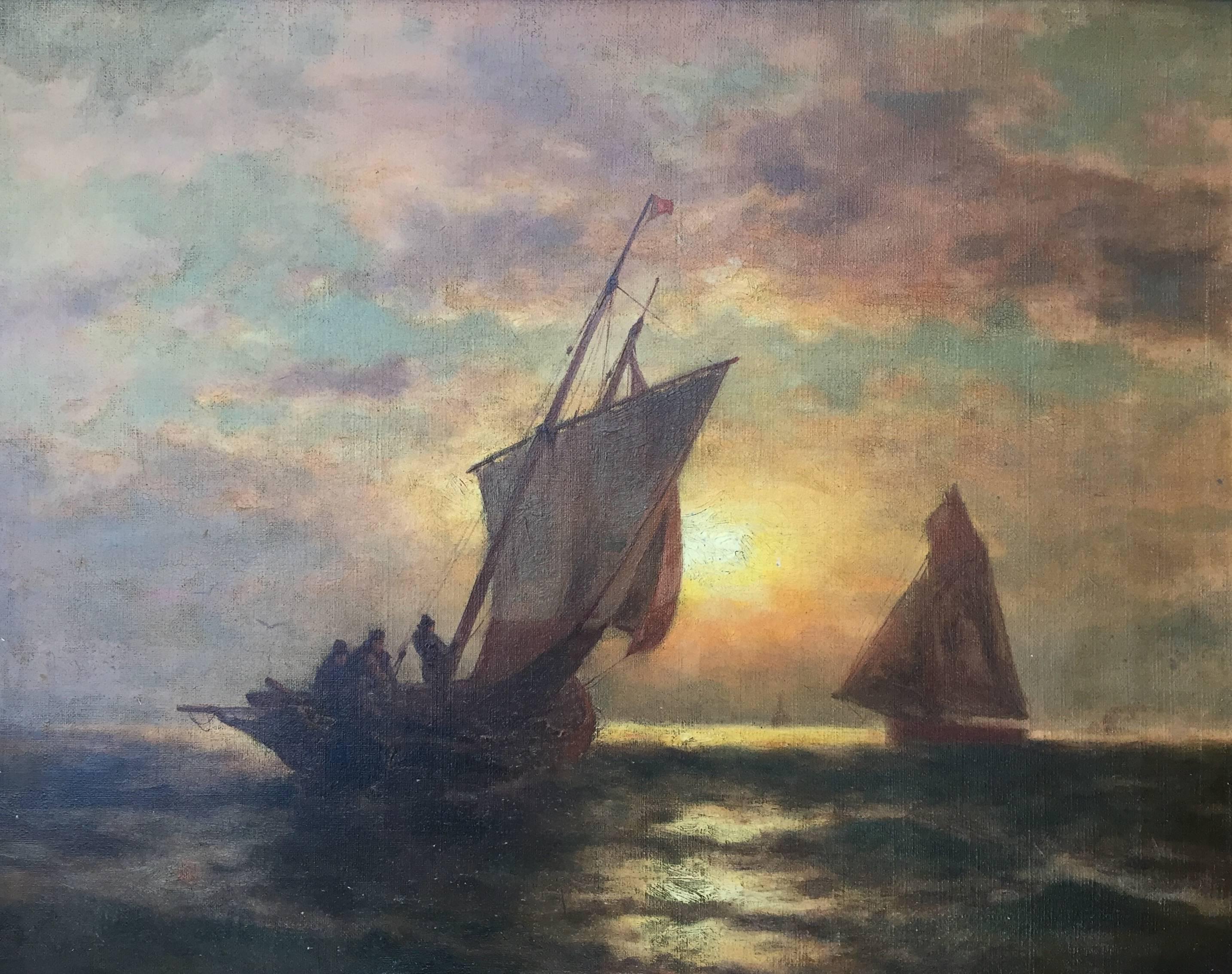 B. Kreutzer Landscape Painting - "Sunset Sail"