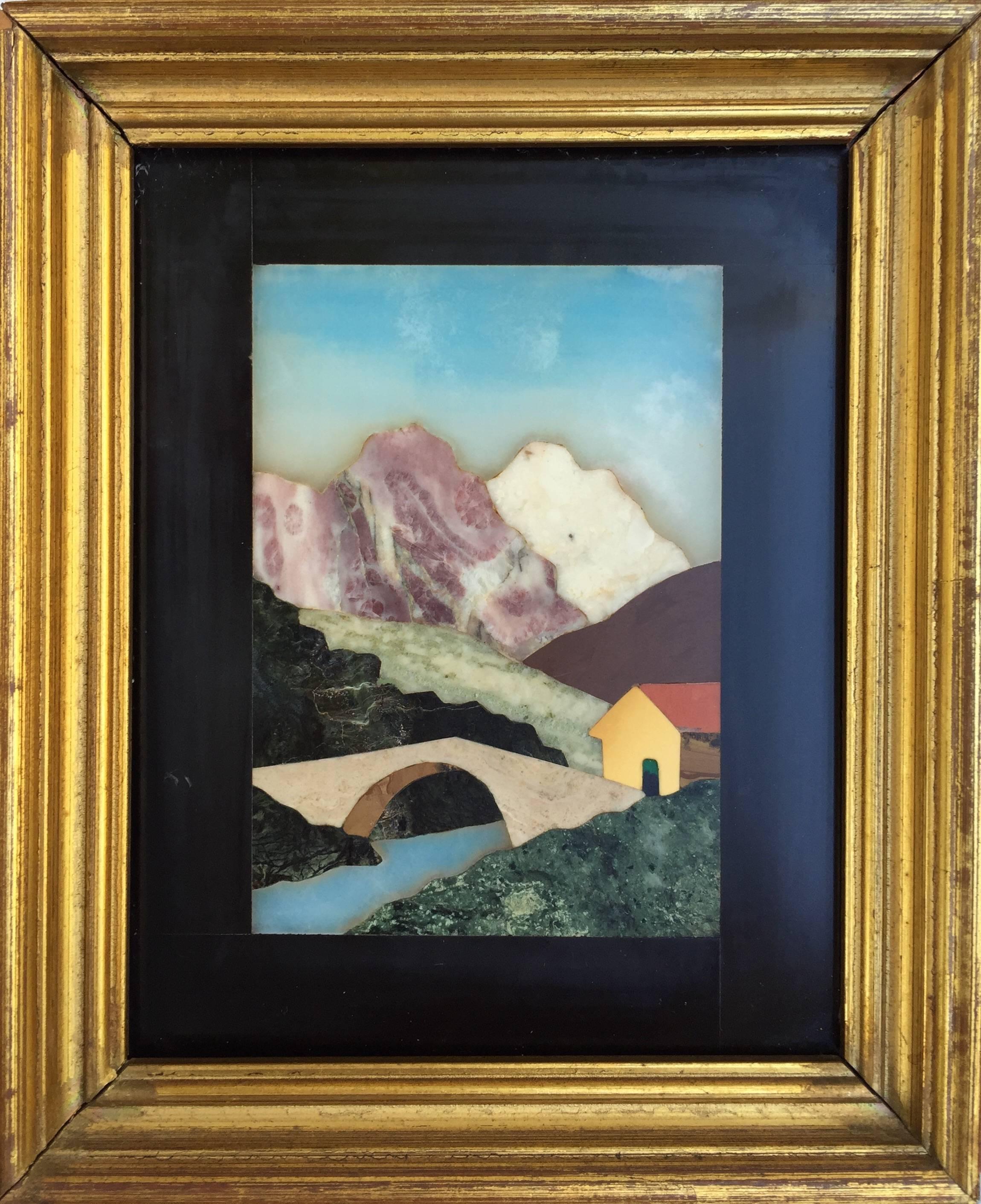 Unknown Landscape Painting - "Florentine Hillside Cottage"