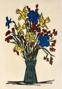 Richard A. Davis, “Bouquet di primavera”, 1957, linoleografia della metà del secolo