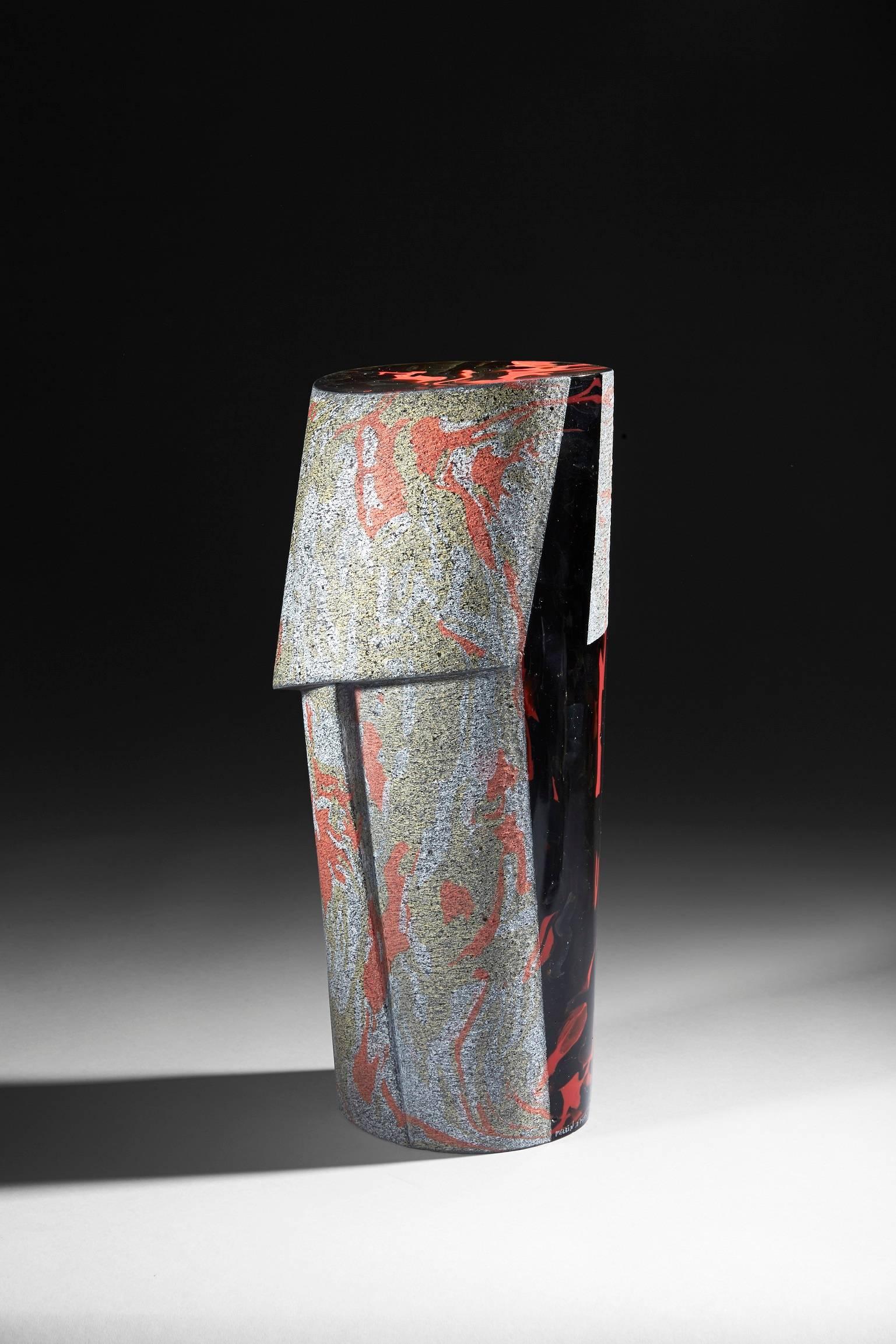 Martine and Jacki Perrin have formed an inseparable artistic duo since 1967. They started working with ceramics while studying calligraphy with Korean master Ung No Lee. Their interest in glass began in 1995 and this material soon became their