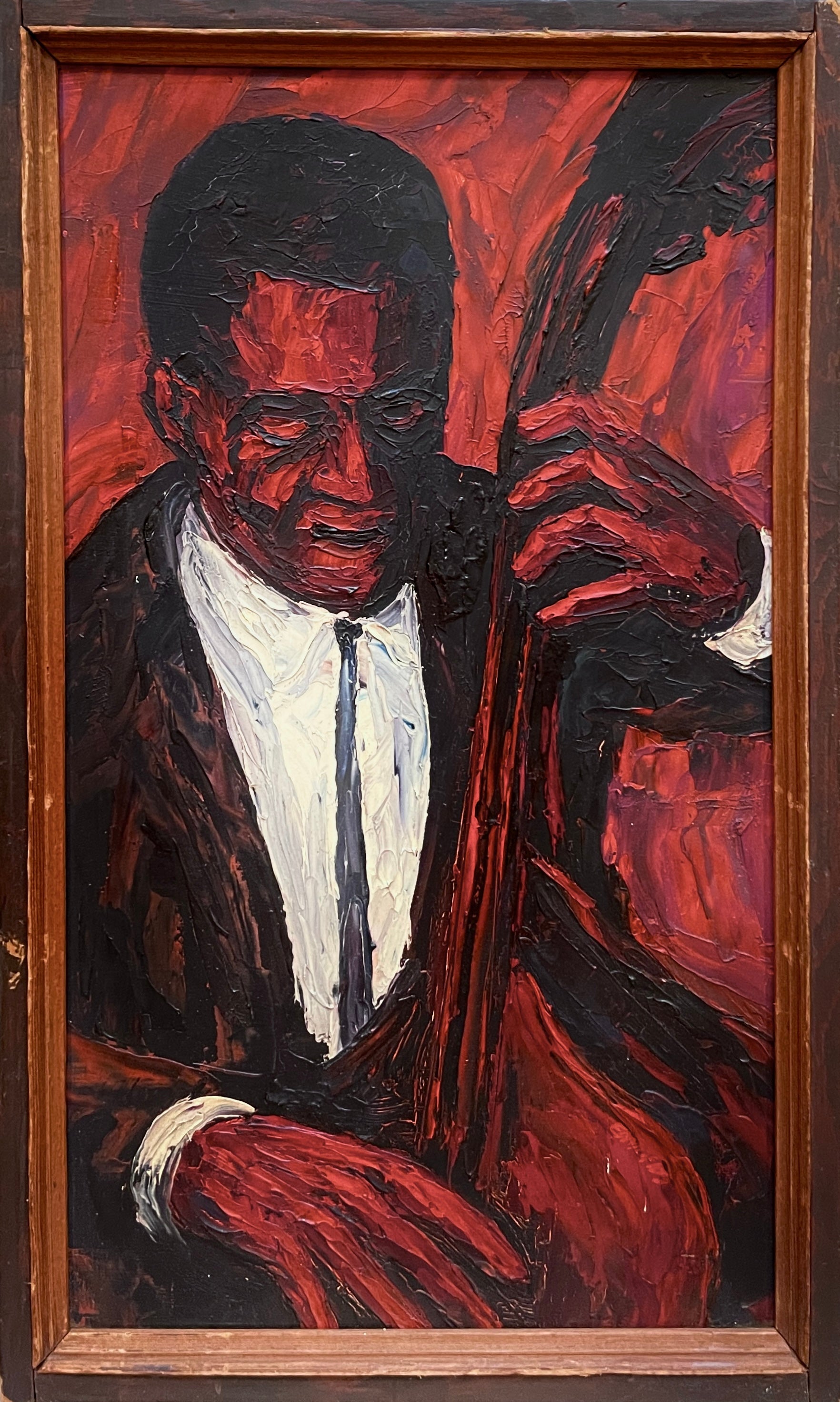 Jimmy Garrison: Original 1960s Oil Portrait of John Coltrane Jazz Bass Musician