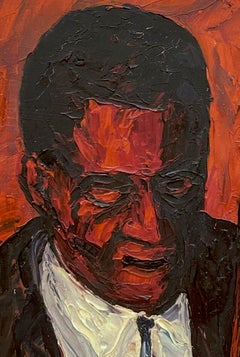 Jimmy Garrison: Original 1960s Oil Portrait of John Coltrane Jazz Bass Musician