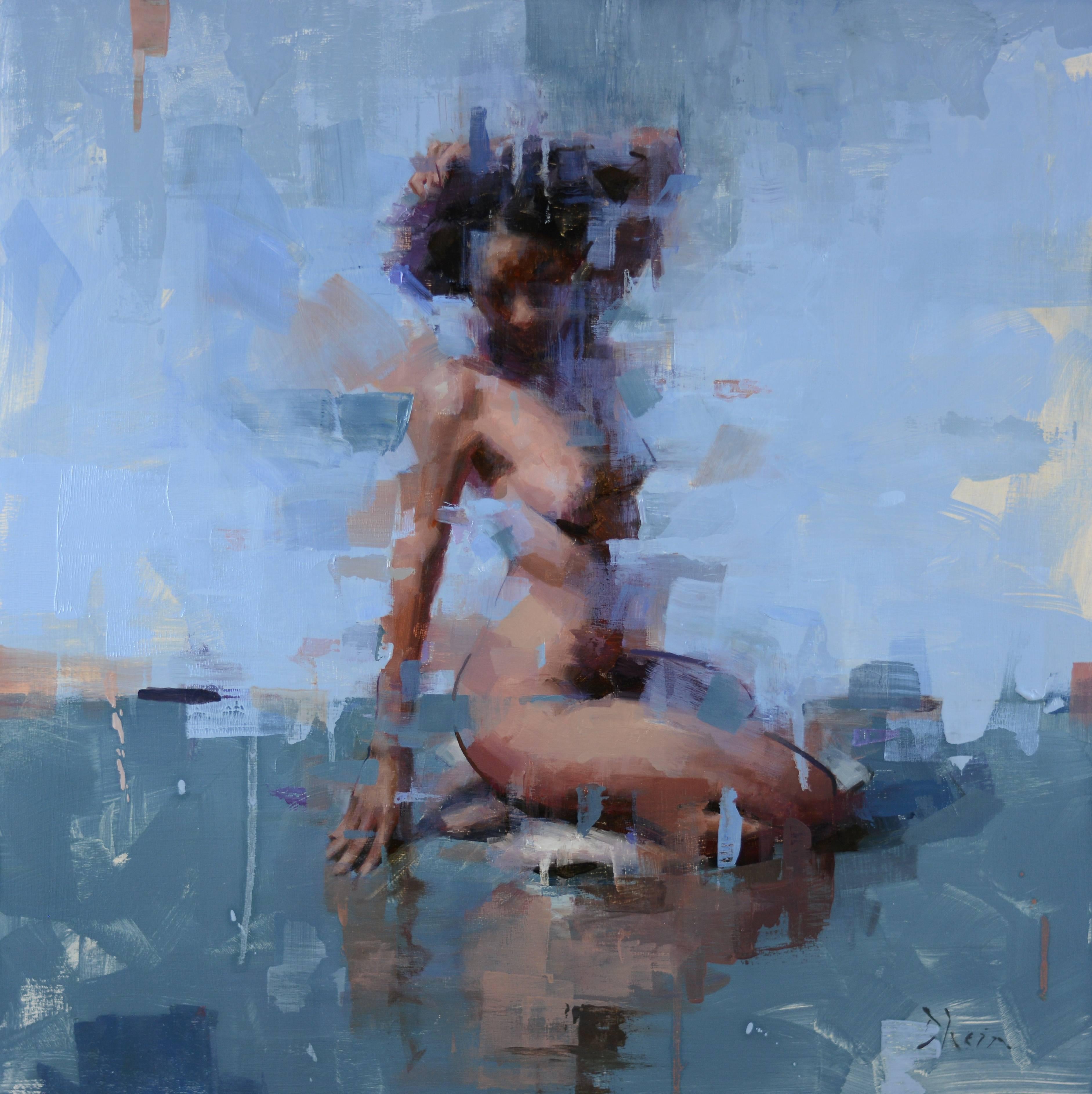 Jacob Dhein Figurative Painting - Nude in blue #VI