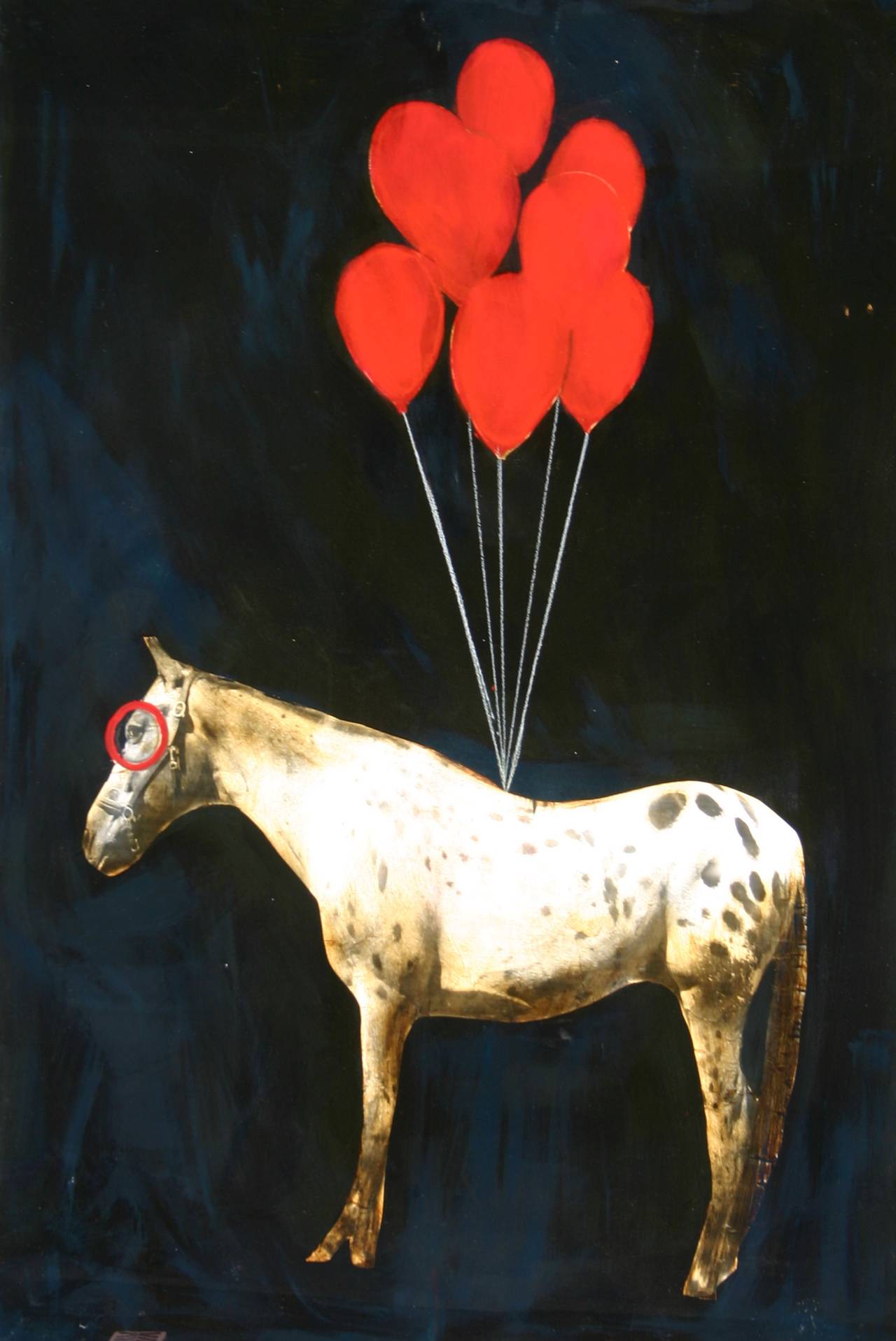 Anke Schofield Animal Painting - Red Balloons