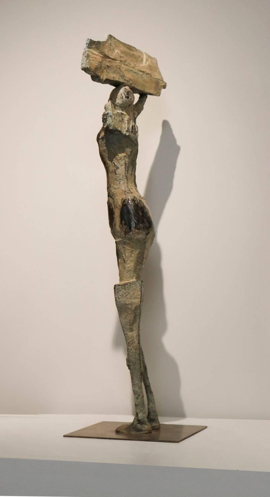 Carytid - Gold Figurative Sculpture by John Denning