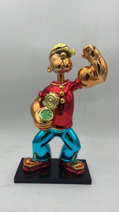 ARTBYNAOR – Scultura di Braccio di Ferro con sfumatura rosa e blu, 40 cm