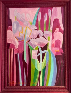 MARTINE DRIGUES - Iris Rose #2, Original Oil Painting