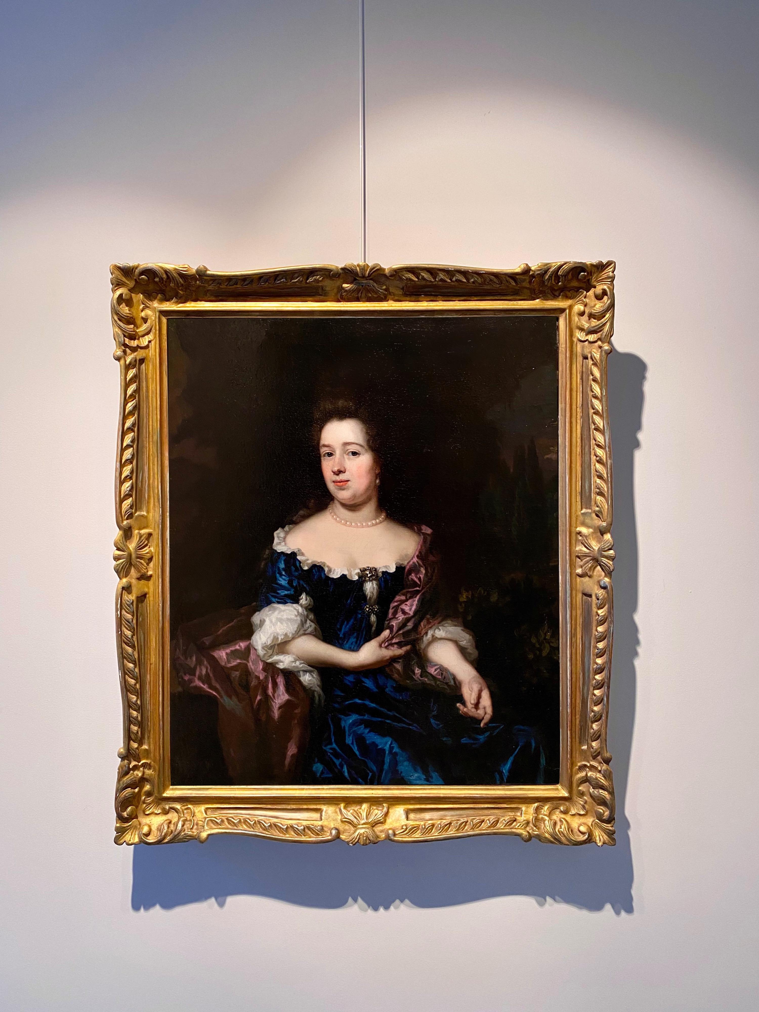 17th century Dutch old master portrait of a noble lady ca. 1680 - Painting by Nicolaes Maes