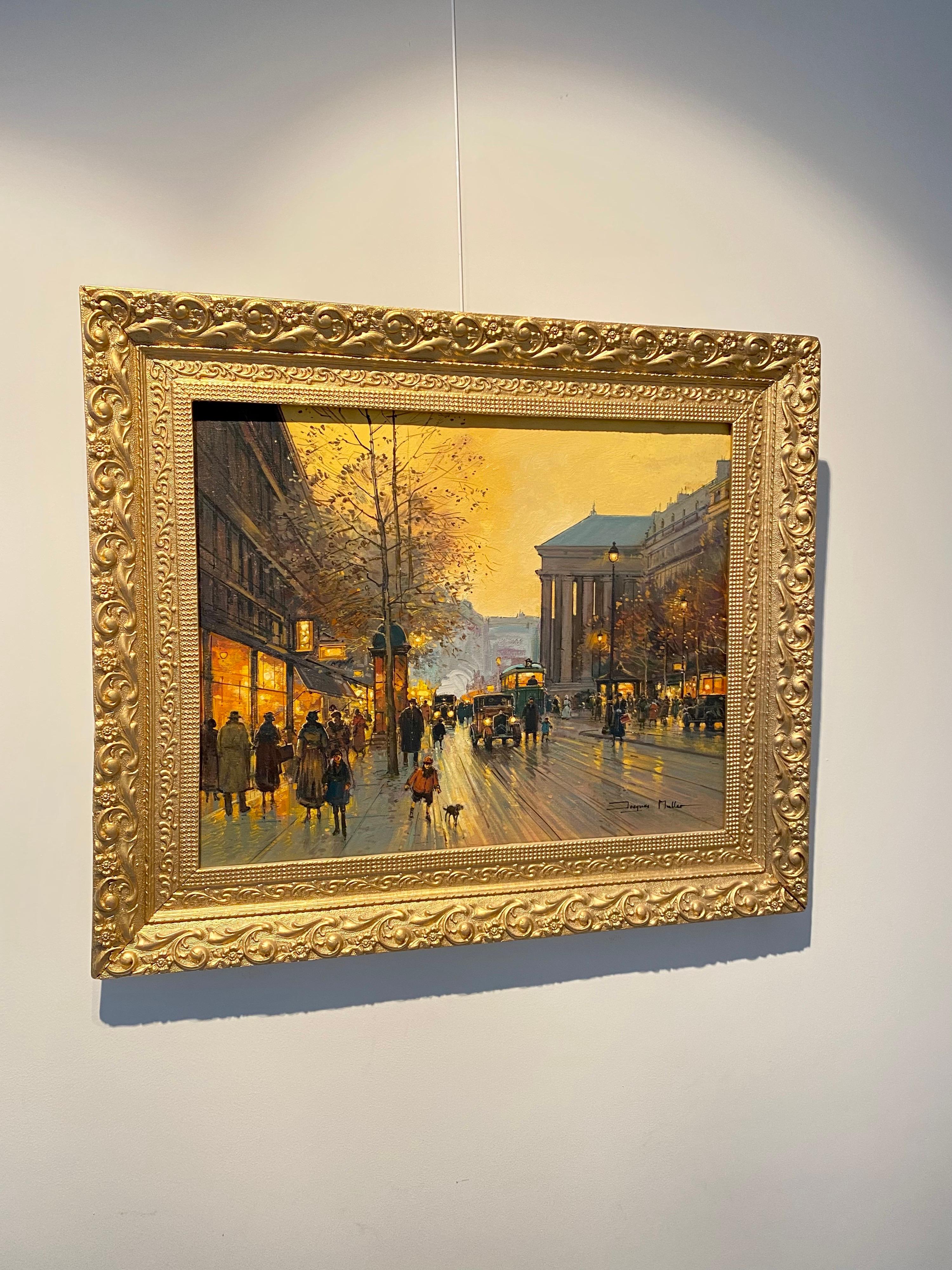 19th century style French impressionist cityscape of Paris - Galien Laloue - Painting by Jacques Muller