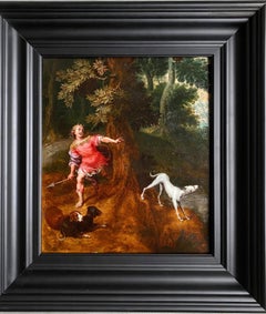 16th cen Flemish Old Master painting - Actaeon with the dogs of Diana - Breughel