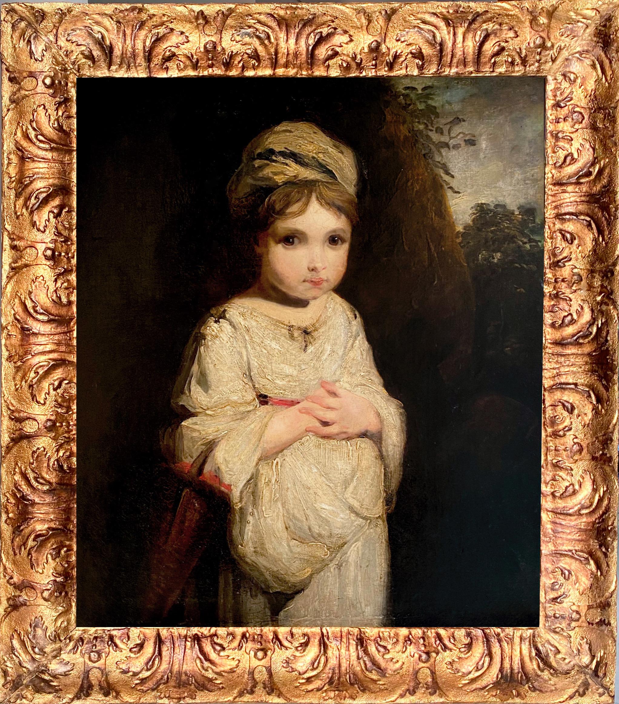 (Circle of) Joshua Reynolds Portrait Painting - 18th century British Old Master painting - The Cherry Girl - Age of innocence
