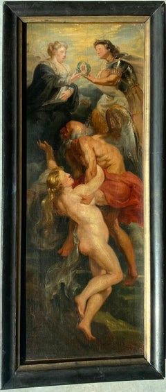 19th century Painting - Time unveiling truth - Allegory Rubens Baroque 