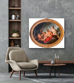 Huge French 19th century Rococo painting "Venus at the forge of Vulcan" Love