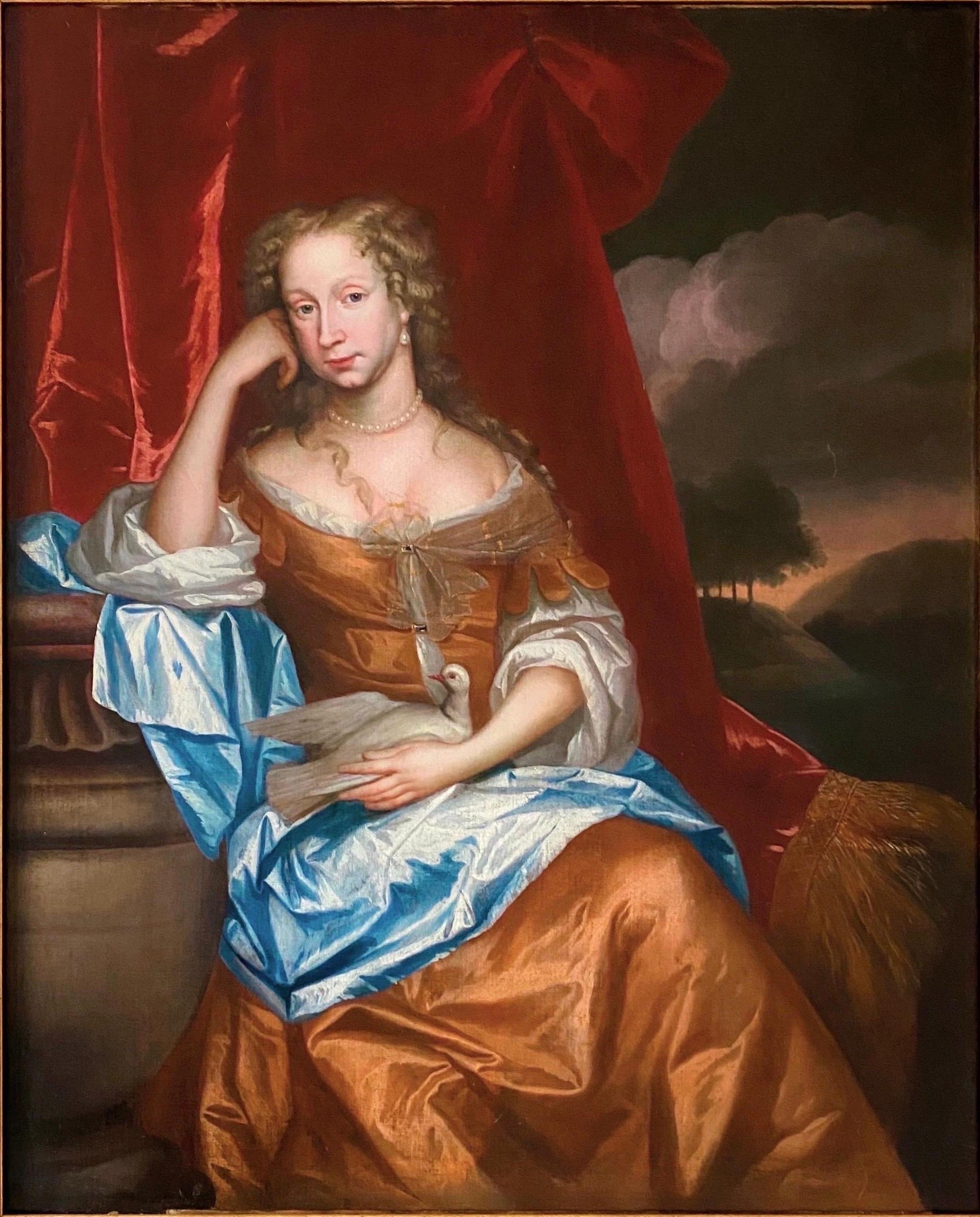 Sir Peter Lely Landscape Painting - 17th century British old master portrait of a noble lady - Royal - love 