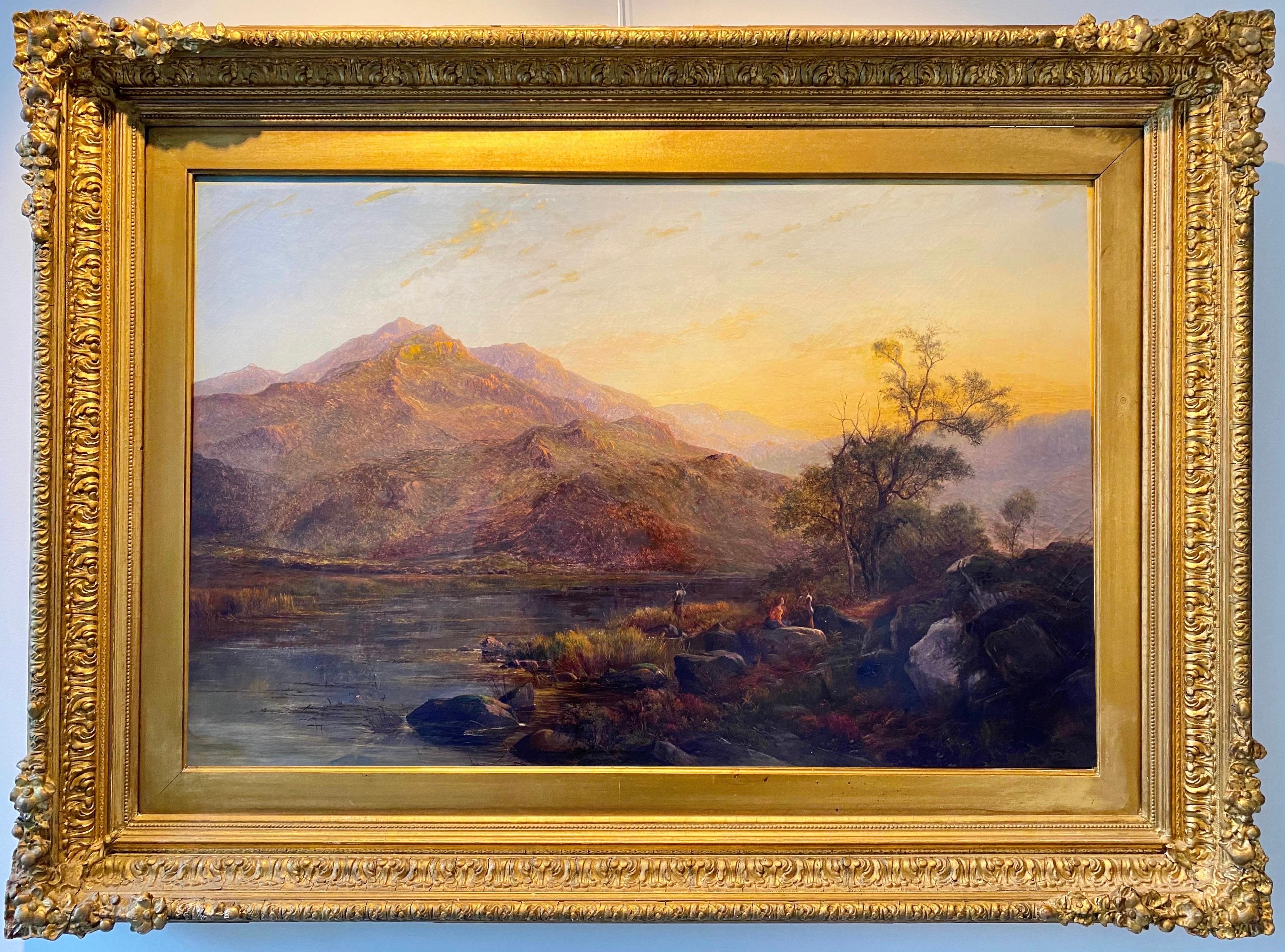Huge 19th century Victorian oil landscape - Summer in the Highlands - 1860