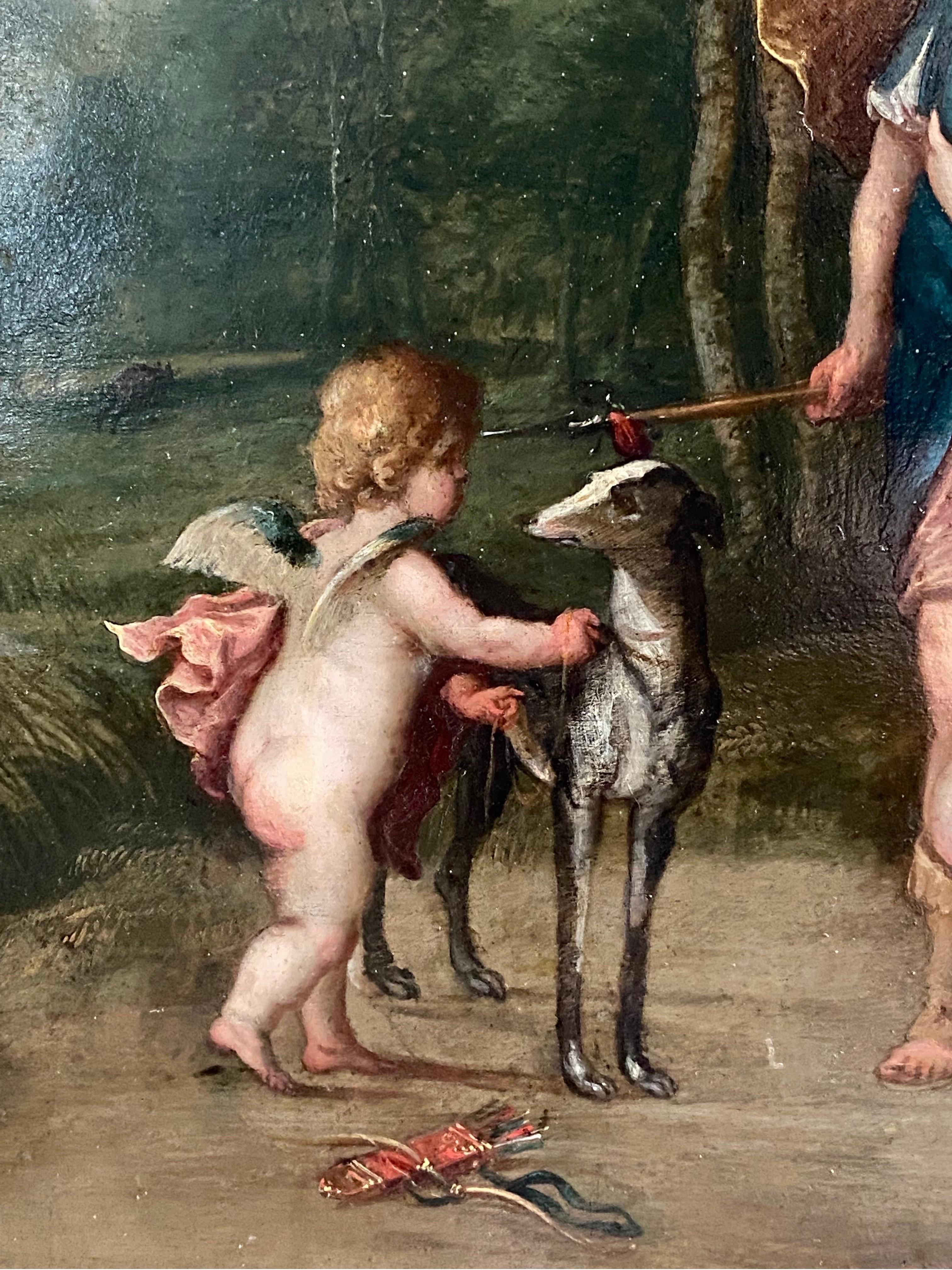 Large 17th century Flemish oil on copper painting depicting Venus and Adonis

The myth of Venus and Adonis was first told in Ovid's Metamorphosis: Book X. This is the most widely accepted version of the myth. Adonis was a handsome young man, more