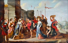 17th century Flemish Old Master Painting - Paris presenting Helena to Troy  