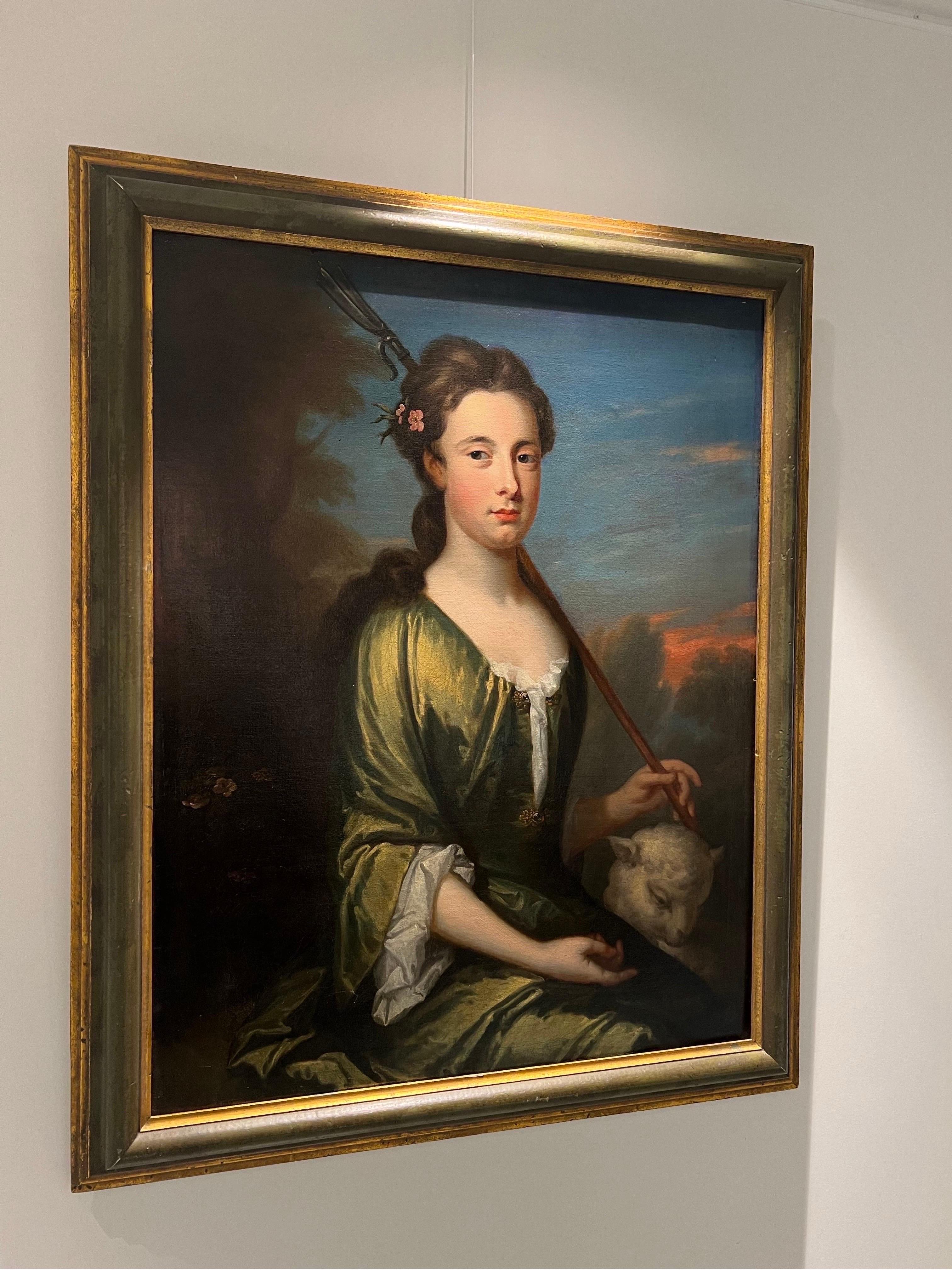 Ritratto inglese del XVIII secolo di una giovane donna in veste di pastorella 1