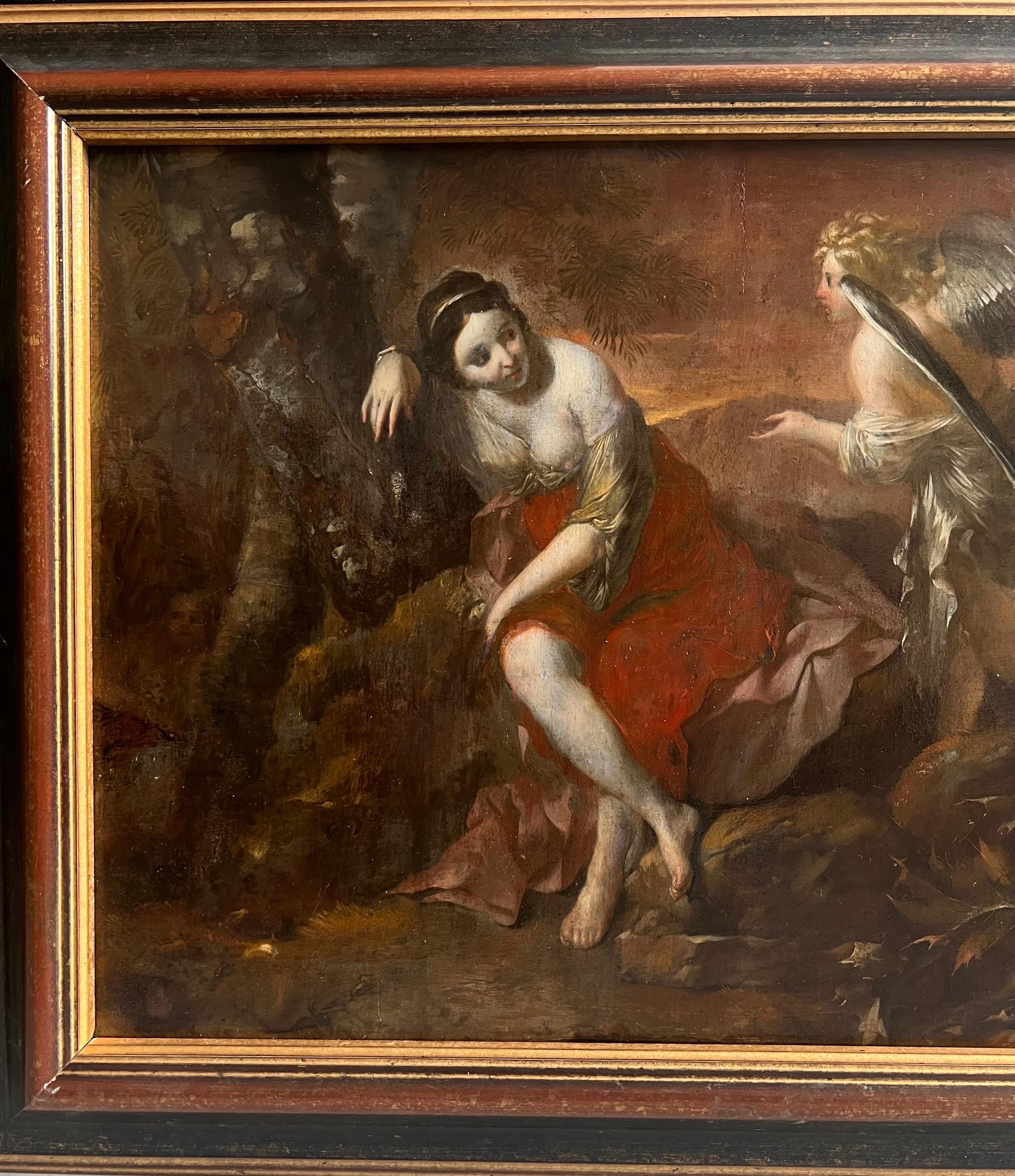Vieux maître religieux du 17e siècle - Agar et l'ange - Maîtres anciens Painting par Adam de Colonia