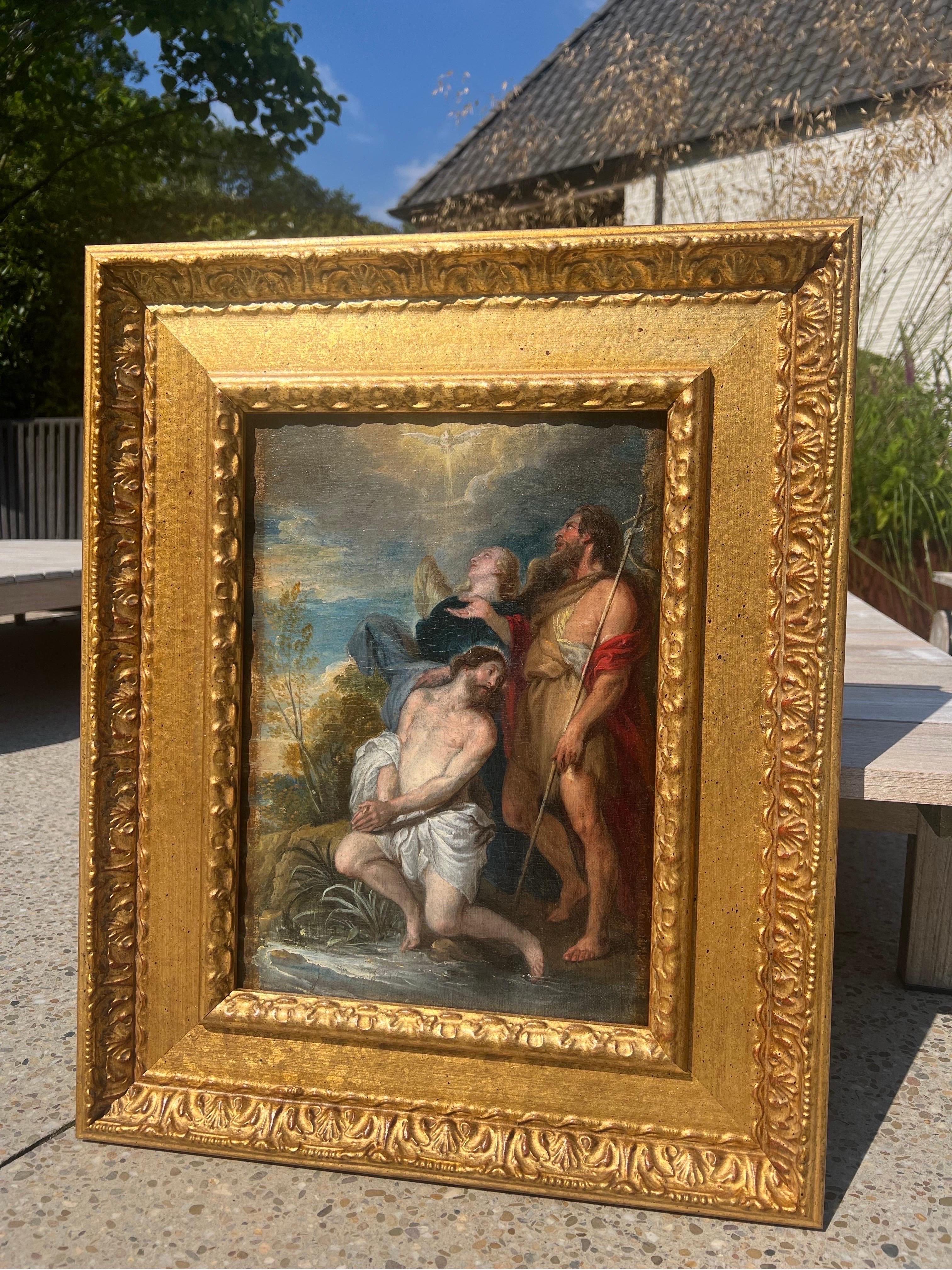 Antico Maestro italiano fiammingo del XVII secolo - Il battesimo di Cristo - Religione - Painting Antichi maestri di Vincent Malo
