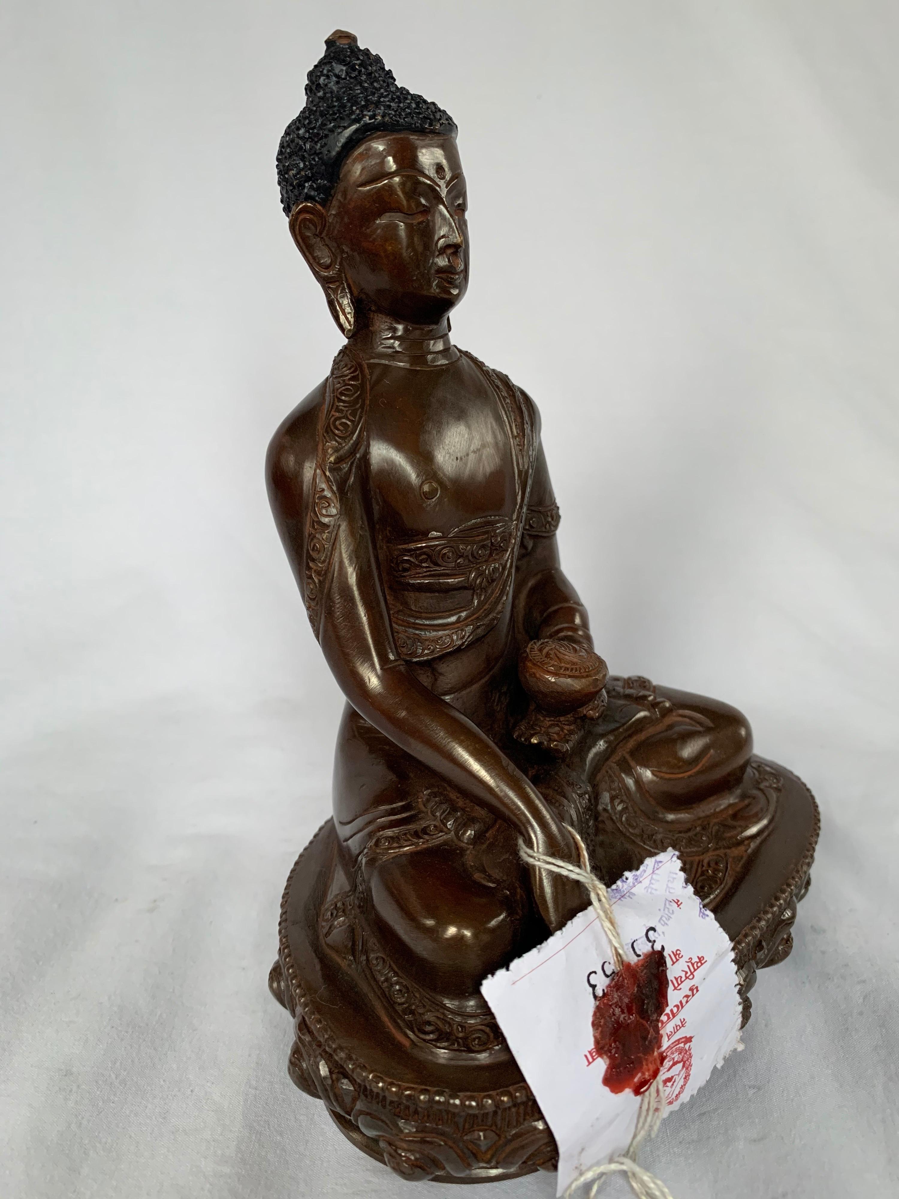 Lost Wax  Process Handcrafted Shakyamuni Buddha statue - Sculpture by Unknown