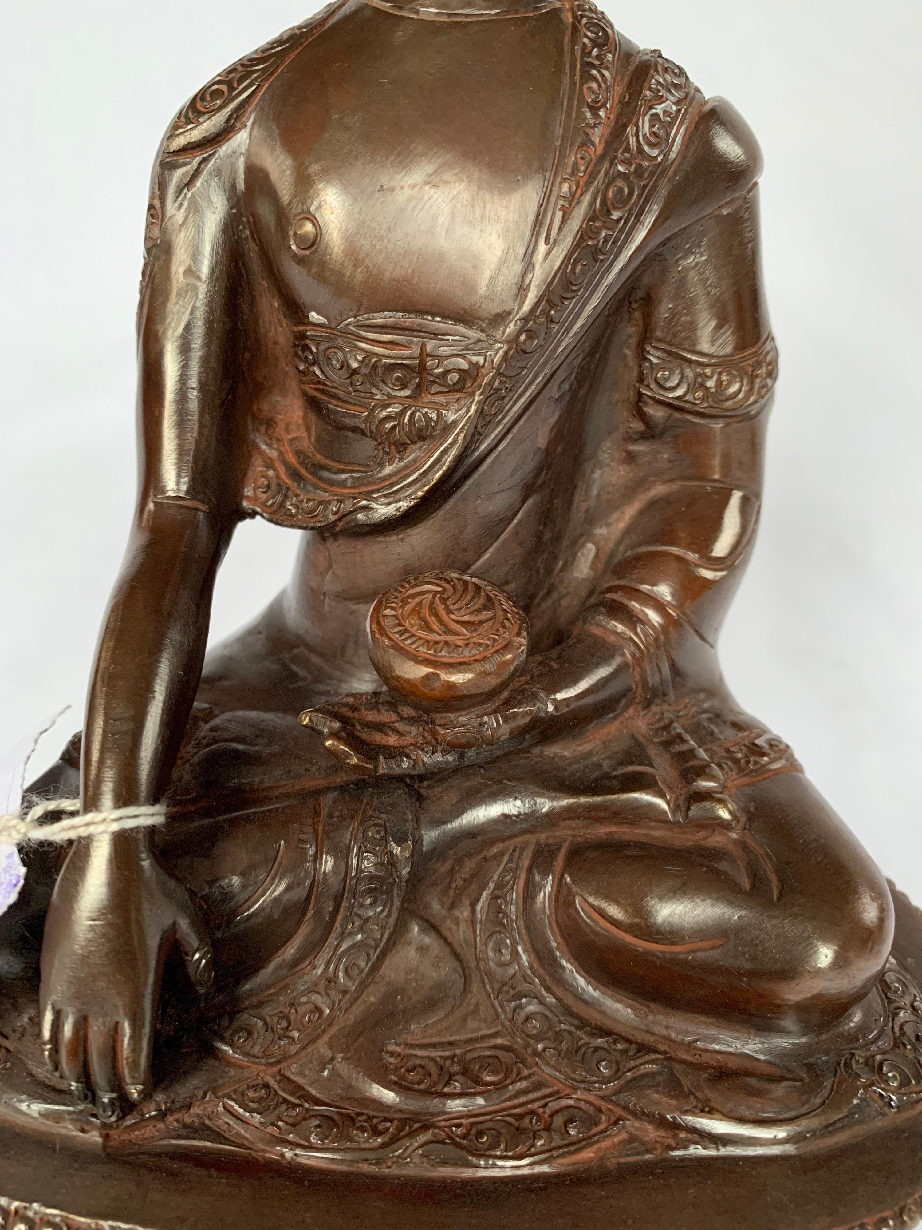 Lost wax process statue is 100% handcrafted techniques of creating a statues or figurine. The process is unique and only one of a kind out come will be obtained. 

The particular statues is Shakyamuni Buddha is full copper and height is 7.8