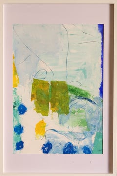 Abstract Expressionist Acrylic on Paper, Framed, Signed, 2010-