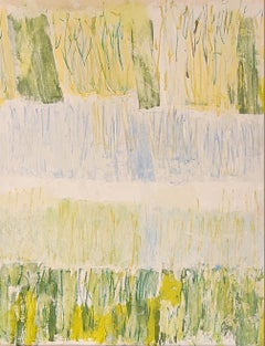 Pintura acrílica sobre lienzo de estilo expresionista abstracto, firmada, 2010, colores vivos
