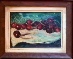 Cherries: Early 20th Century Still-Life, Oil on Canvas, 30.5 x 24.5 CM