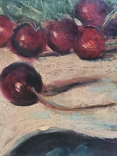 Cherries: Early 20th Century Still-Life, Oil on Canvas, 30.5 x 24.5 CM