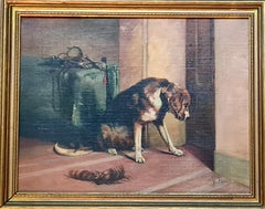 Suspense, Romantic Oil Painting After Edwin Landseer, Signed, Framed