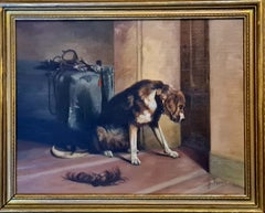 Suspense, Romantic Oil Painting After Edwin Landseer, Signed, Framed